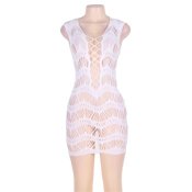 Crocheted Lace Hollow-Out Chemise Dress - XL