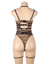 Leopard Print Strappy Bondage Bodysuit