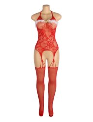 Plush Suspender Fishnet Bodystocking