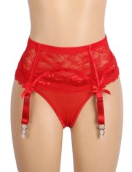 Bow Metal Clips Garterbelt Red