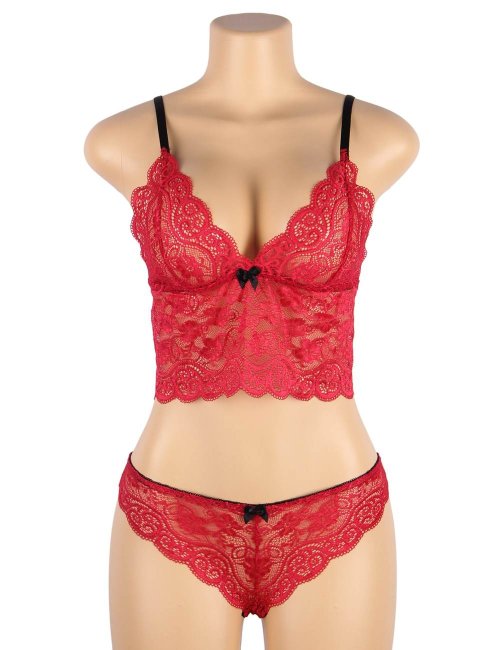 Lace Trim Sets Red