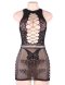 Crochet Mesh Chemise Dress With Gloves