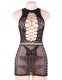 Crochet Mesh Chemise Dress With Gloves