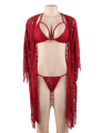  Eyelash Red Lace Sleepwear Lingerie Set 