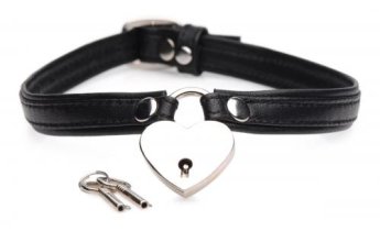  Heart Lock Collar With Keys - Black 