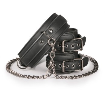  Leather Collar With Handcuffs 