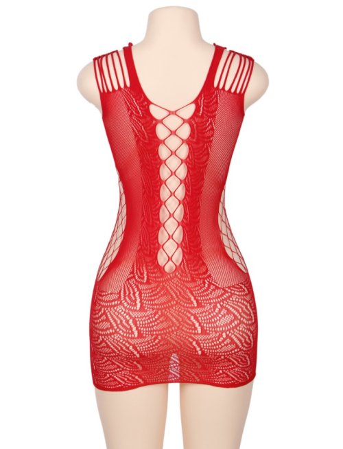 Crochet Rd Mesh Hollow-out Mini Chemise Dress