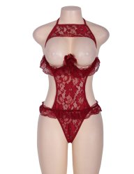 Red Lace Halter Teddy Babydoll