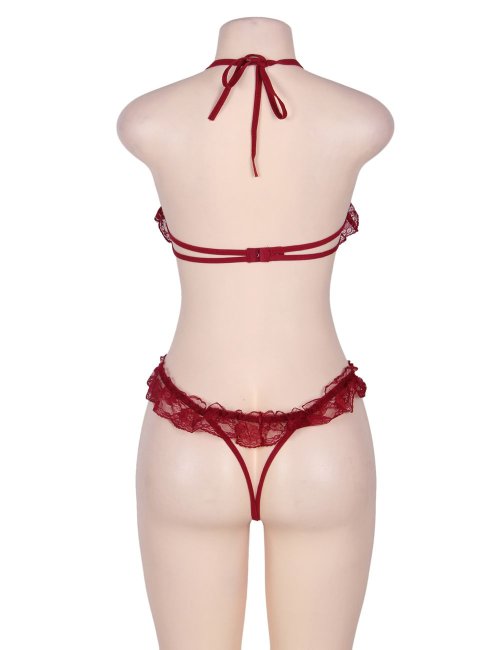 Red Lace Halter Teddy Babydoll