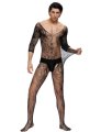  Crotchless Black Bodystockings For Men - One Size 
