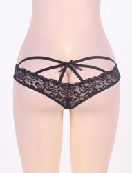 Caged Black Back Open Crotch Lace Panty