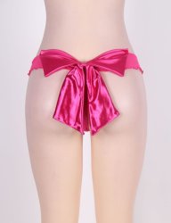 Mesh Big Bow Ruffled Thong