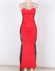 Red Long Strapless Dress