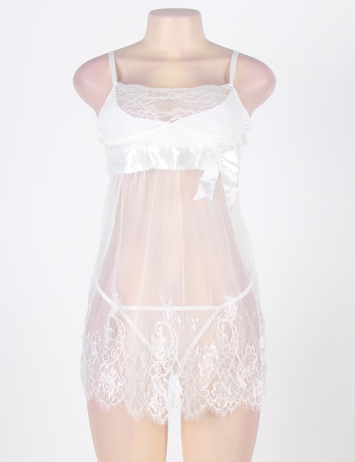 Strappy Sheer Mesh Laced Babydoll