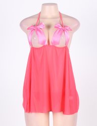 Open Cup Satin Bows Babydoll