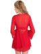  Red Mesh Bell Sleeve Robe And Babydoll Set 