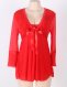  Red Mesh Bell Sleeve Robe And Babydoll Set 