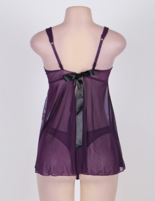 Appealing Transparent Purple Mini Dress