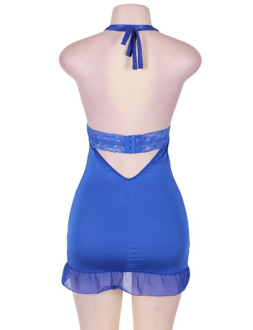 Halter Blue Lace Babydoll