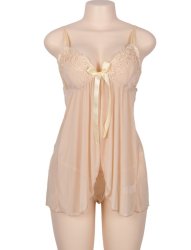 Apricot Seducing Elegant Babydoll With G-string