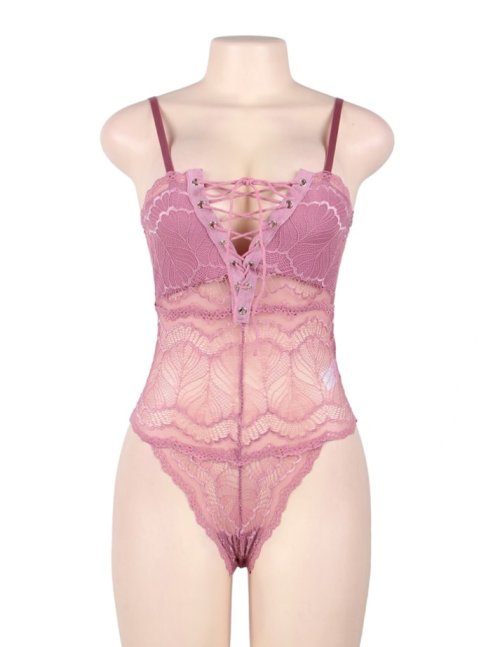 Chest Ribbon Lace Pink Teddy