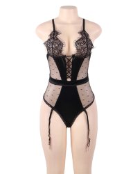 Deluxe Satin Lace Stitching Teddy