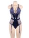  Blue Deluxe Satin Lace Stitching Teddy 