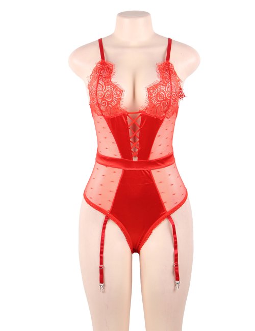 Deluxe Satin Lace Stitching Teddy