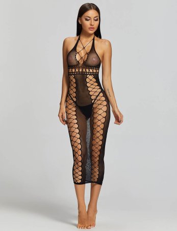  Fishnet Hollow Out Long Lingerie 