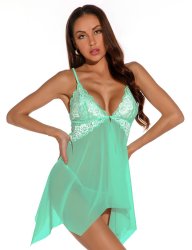 Lace Babydoll Set Green