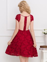 Flower Embroidered Maroon Dress