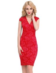 Slim Elegant Lace Half Sleeve Fashion Dress