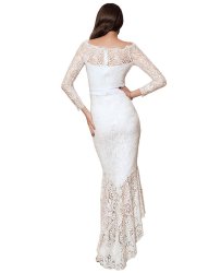 Elegant Lace Hi-low White Evening Dress